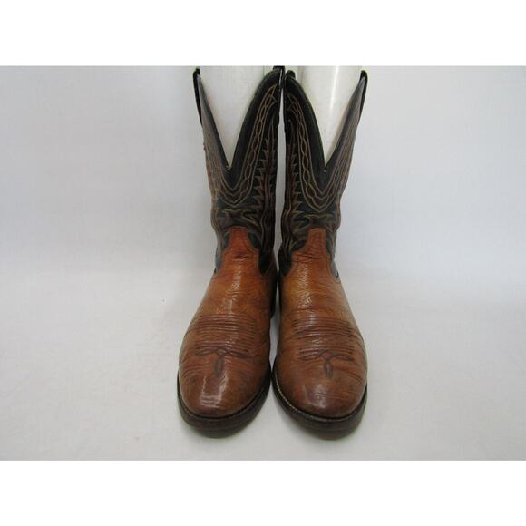 TONY LAMA Mens Size 8.5 D Black Brown Leather Cowboy Western Boots main image 5
